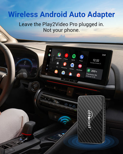 OTTOCAST Play2Video Pro Wireless CarPlay Wireless Android Auto Adapter for Youtube Netflix IPTV Car Accessories for Kia Toyota