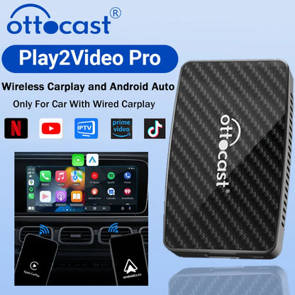 OTTOCAST Play2Video Pro Wireless CarPlay Wireless Android Auto Adapter for Youtube Netflix IPTV Car Accessories for Kia Toyota