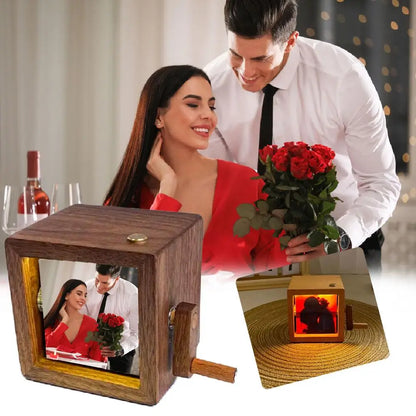 Personalized Lighted Flip Book Frame Photo Album Mini Wooden Flip Book For Couple Women Men Family Valentine Birthday Gifts