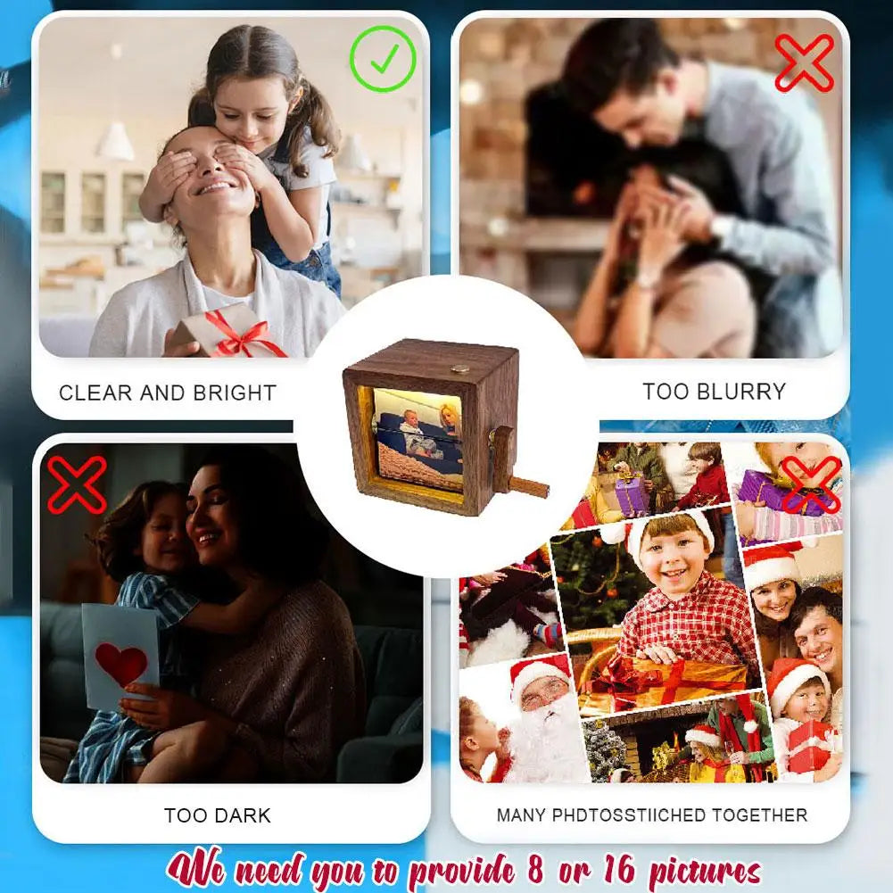 Personalized Lighted Flip Book Frame Photo Album Mini Wooden Flip Book For Couple Women Men Family Valentine Birthday Gifts