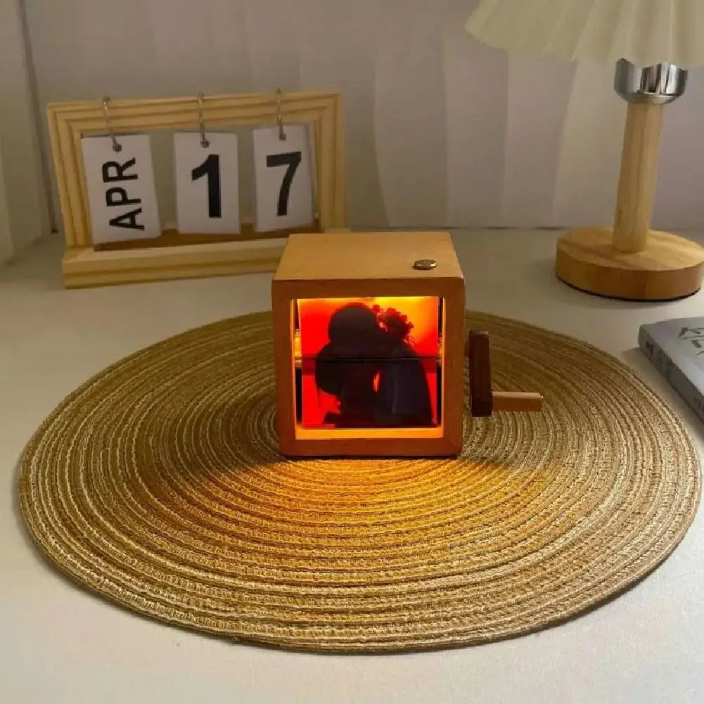 Personalized Lighted Flip Book Frame Photo Album Mini Wooden Flip Book For Couple Women Men Family Valentine Birthday Gifts