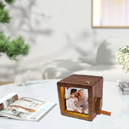 Personalized Lighted Flip Book Frame Photo Album Mini Wooden Flip Book For Couple Women Men Family Valentine Birthday Gifts